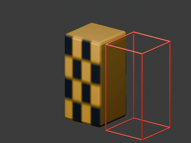 Before: diagnostic collision outline offset from the original mesh